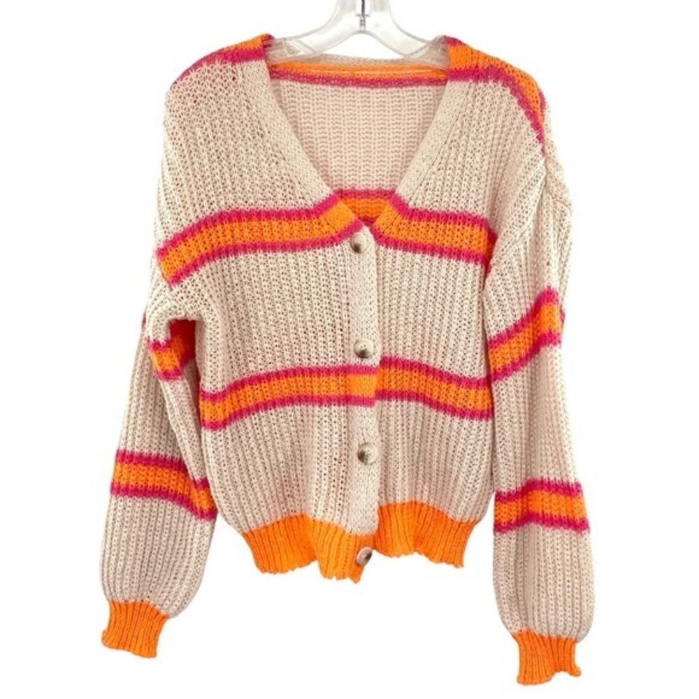 Emery Rose Shein Color Block Drop Shoulder Cardigan Sweater